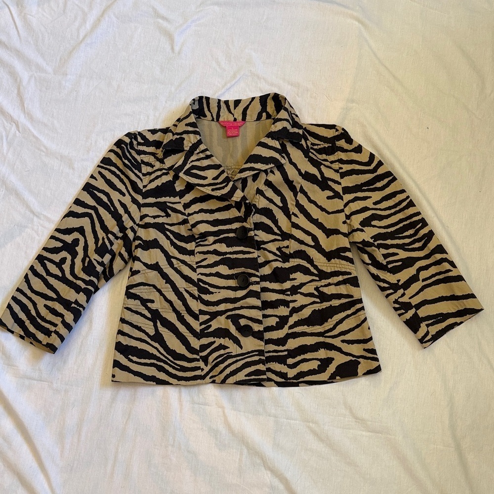 Sunny Leigh Black and Tan Animal Print Jacket